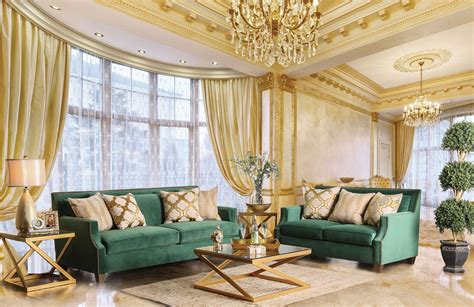 verdante emerald green living room set  furniture  america