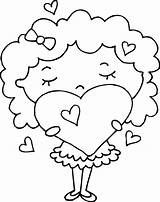 Curly Girl Coloring Clipart Hair Haired Hearts Clip Heart Clipground Cliparts Sweetclipart Library sketch template
