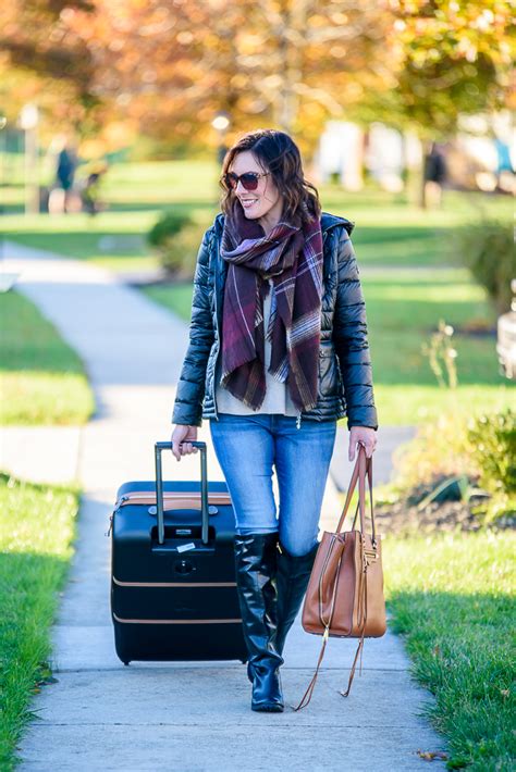 holiday travel tips and a winter travel outfit