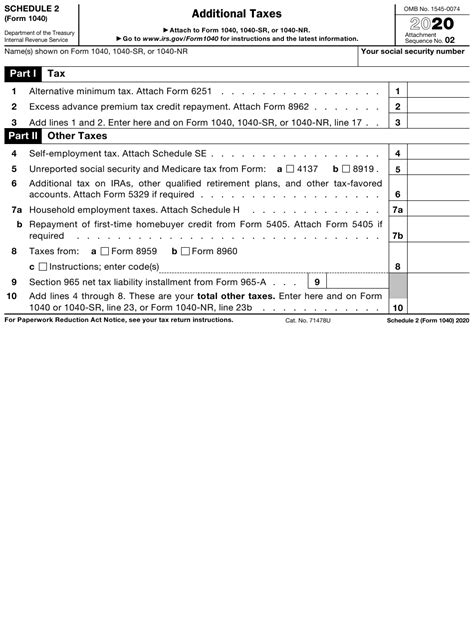 Irs Form 1040 Schedule 2 Download Fillable Pdf Or Fill Online