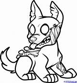 Zombie Drawing Easy Dog Outline Cute Drawings Animal Puppy Face Kids Wolf Simple Sad Coloring Draw Color Pages Sketch Puppies sketch template