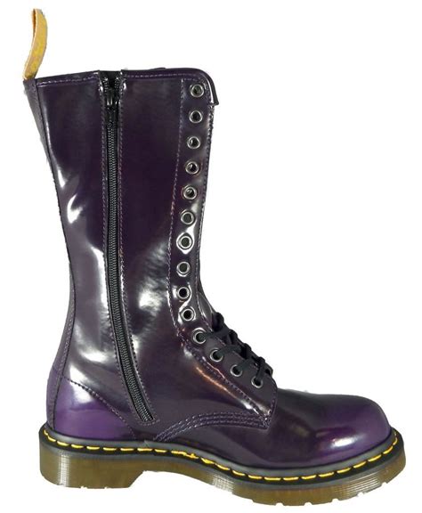 dr martens vegan vegetarian synthetic leather  purple  eye boots