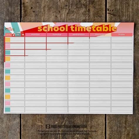 printable school timetable templates  printables