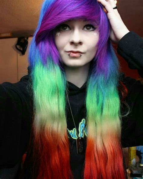 kind of rainbow emo hair sassy hair scene hair beautiful hair color