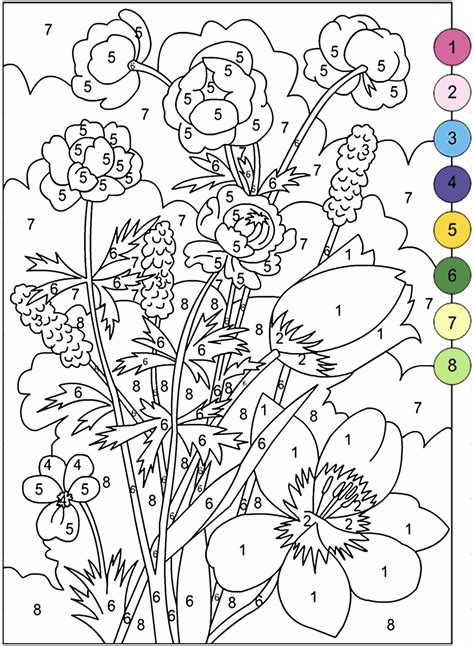 printable color  number coloring pages