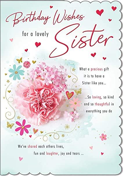 birthday wishes   lovely sister greeting card  verse