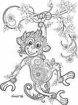Monkey Coloring Pages Adults Getcolorings sketch template