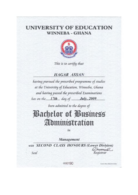 bba degree certificate