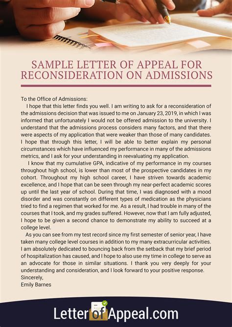 reconsideration letter sample