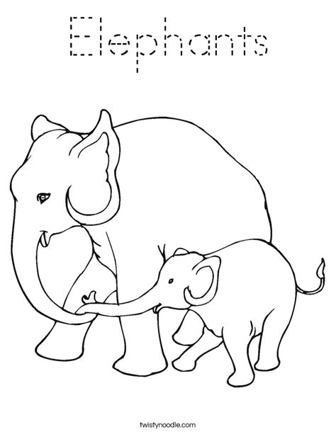 elephants coloring page tracing twisty noodle