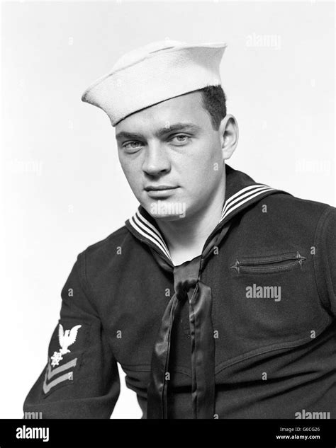 1940s portrait serious american sailor wearing navy