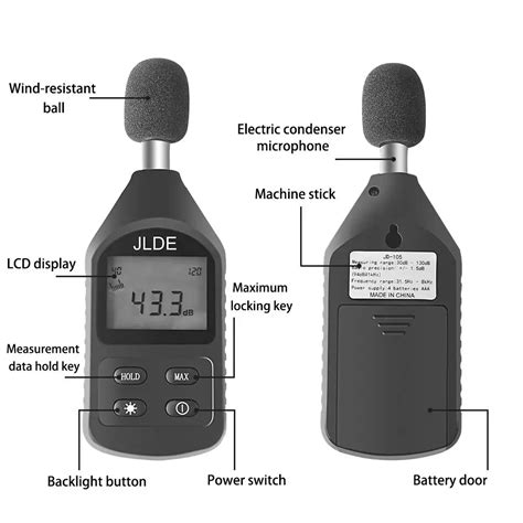 pjlsw decibel meterdigital lcd backlight display sound level meter range  db portable
