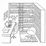 Bibliotecas Bookshelf Sala St3 Leyendo sketch template