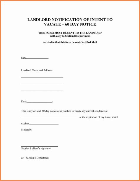 day notice letter template luxury   day notice  vacate letter