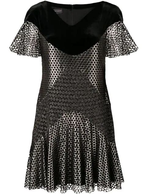 talbot runhof metallic mesh mini dress  black modesens