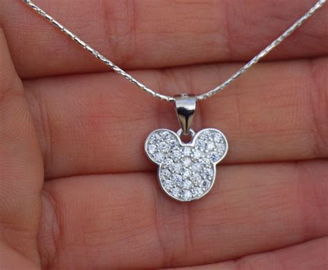 mickey mouse necklace sterling silver zircon stone women etsy israel mickey mouse necklace