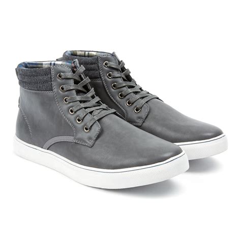 high top lace  casual sneaker grey   emrsn shoes touch  modern