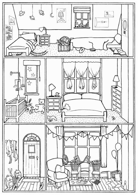 house colouring page interior   drawing  etsy uk