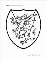 Shield Dragon Medieval Coloring Pages Shields Abcteach Castle Cache1 sketch template