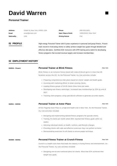 guide personal trainer resume  samples