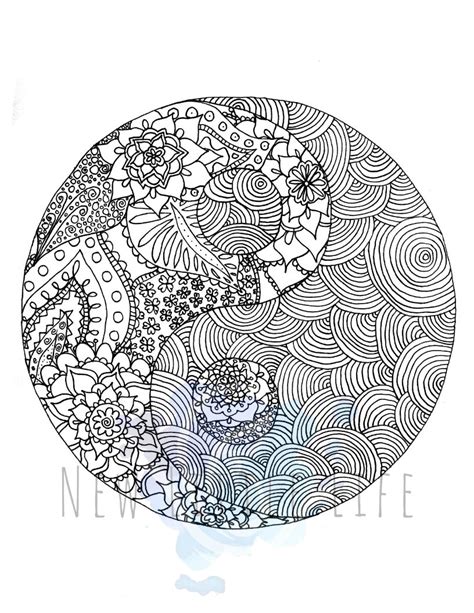 yin  coloring page digital  adult coloring etsy uk