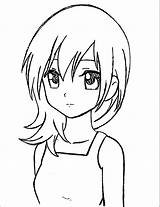 Anime Drawing Girl Coloring Pages Manga Easy Drawings Cute Girls Simple Sketch Sketches Choose Board Cartoon sketch template