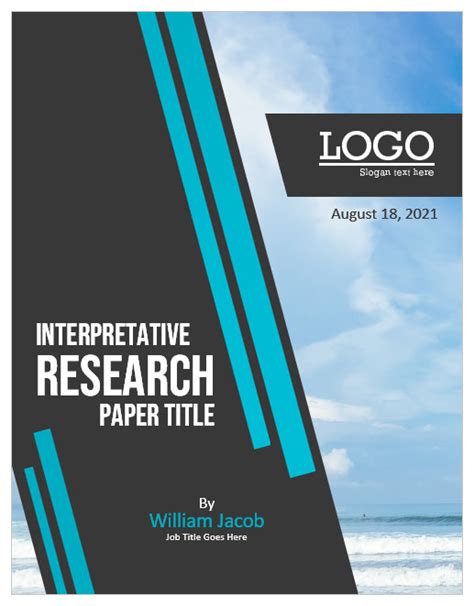 interpretative research paper cover page format  ms word