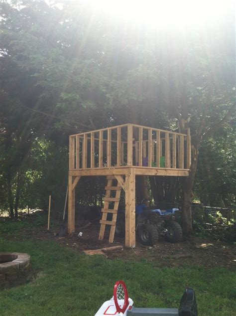 hubby finished  base   kids tree fort tree fort outdoor diy projects kids tree