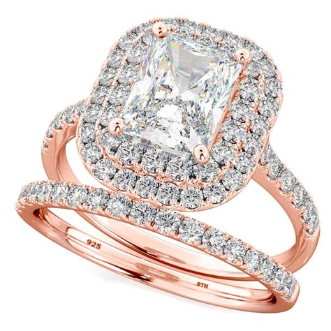 rose gold plated cubic zirconia ring set