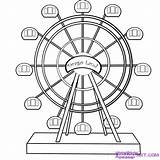 Ferris Wheel Coloring Drawing Pages Draw Step Wheels Catcher Rides Carnival Dream Fair Park Fun Colouring County Designlooter Stuff Easy sketch template