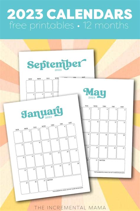 fun retro  printable monthly calendar templates