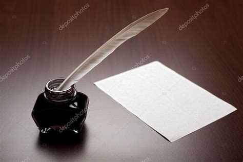 quill ink  paper stock photo  icefront