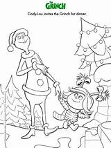 Grinch Coloring Pages Christmas Stole Lou Printable Cindy Dr Seuss Invites Dinner sketch template