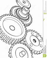 Gear Gears Drawing Tattoo Cogs Sketch Line Steampunk Mechanical Coloring Drawings Stencil Tattoos Illustration Nicknacks Other Outline Dreamstime Mechanism Piston sketch template