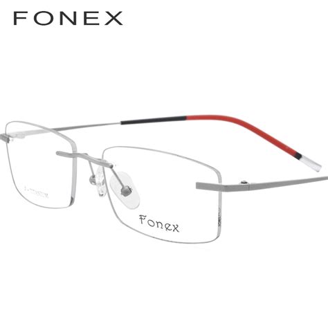 fonex b titanium rimless glasses frame men prescription eyeglasses