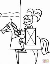 Knight Horse Coloring Cartoon Pages Drawing Medieval Printable King Knights Middle Ages Horseback Supercoloring Times Kids Castle Template sketch template