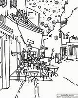Night Terrace Gogh Van Café Cafe Vincent Coloring Enchantedlearning Paintings Vangogh sketch template