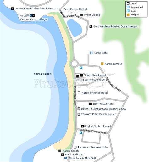 Map Of Karon Beach Phuket Thailand Phuket
