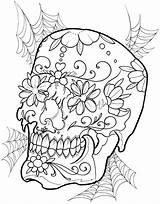 Tattoo Coloring Skull Designs Floral Pages Book Adults Printable Adult Sugar Tattoos Flowers Flower Dover Sheets Publications Colouring Erik Siuda sketch template
