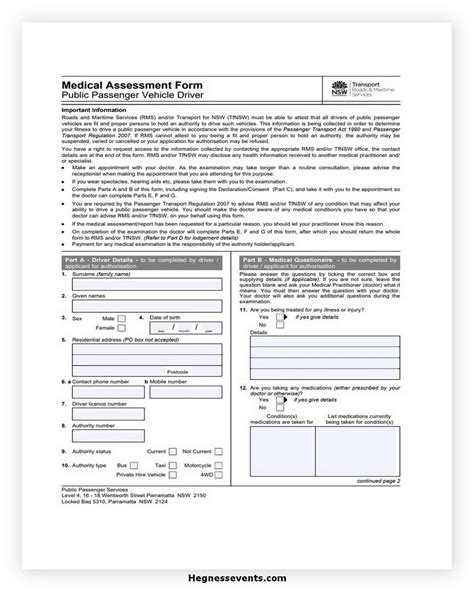 medical assessment form template   benefit hennessy