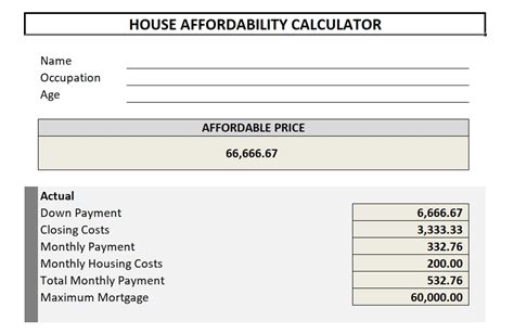 home affordability calculator officetemplatesnet