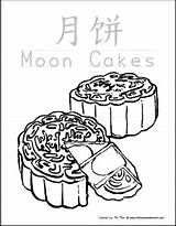 Festival Coloring Autumn Mid Chinese Pages Moon Mooncake Drawing Cake English Simplified Printable Color Lantern Dreamcatcher Holiday Preview Craft Lanterns sketch template