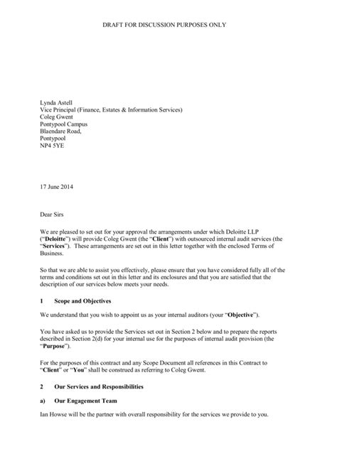 engagement letter internal audit