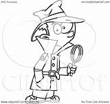 Detective Magnifying Boy Glass Cartoon Clipart Holding Outline Illustration Toonaday Royalty Lineart Vector 2021 Clipground sketch template