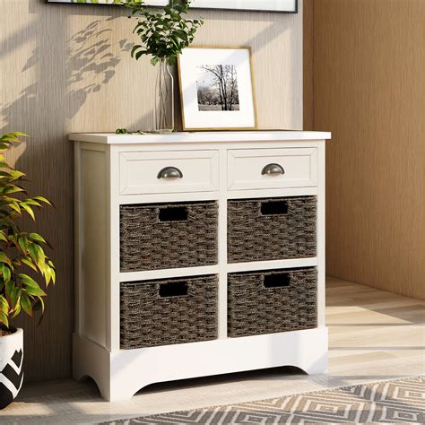 uhomepro storage cabinet  drawers modern farmhouse wooden