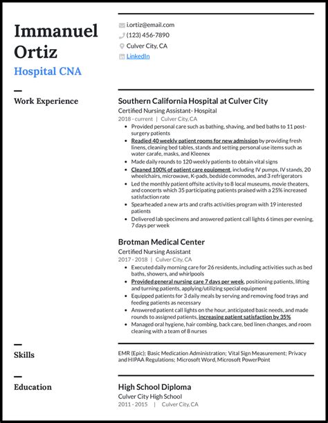 certified nursing assistant cna resume samples    write
