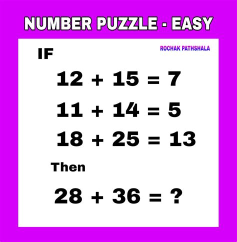 Number Puzzle 4 Can You Solve This Math Puzzle Rochak Pathshala