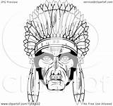 American Cartoon Chief Native Vector Clipart Outlined Coloring Thoman Cory Royalty sketch template