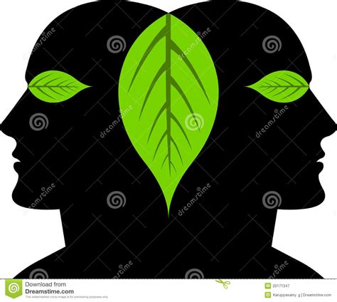 leaf faces stock vector illustration  head growing