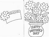 Mothers Card Printable Happy Coloring Cut Flowers sketch template